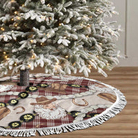 Cowboy Hawaii Mele Kalikimaka Tree Skirt Paniolo Kukui Nut Pikake Lei Burgundy Version - Polynesian Pride