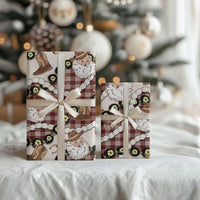 Cowboy Hawaii Mele Kalikimaka Wrapping Paper Paniolo Kukui Nut Pikake Lei Burgundy Version - Polynesian Pride