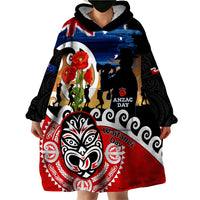 New Zealand Waitangi And ANZAC Day Wearable Blanket Hoodie Aotearoa Maori Tiki With Last Post LT14 - Polynesian Pride