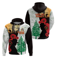 Norfolk Island ANZAC Day Zip Hoodie Pine Tree With Poppies Lest We Forget LT14 - Polynesian Pride