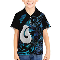 Hei Matau New Zealand Matariki Family Matching Off The Shoulder Long Sleeve Dress and Hawaiian Shirt NZ Fish Hook Maori Art