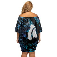 Hei Matau New Zealand Matariki Family Matching Off Shoulder Short Dress and Hawaiian Shirt NZ Fish Hook Maori Art
