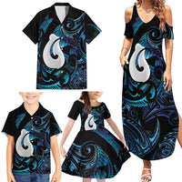 Hei Matau New Zealand Matariki Family Matching Summer Maxi Dress and Hawaiian Shirt NZ Fish Hook Maori Art