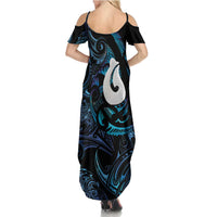Hei Matau New Zealand Matariki Family Matching Summer Maxi Dress and Hawaiian Shirt NZ Fish Hook Maori Art