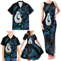 Hei Matau New Zealand Matariki Family Matching Tank Maxi Dress and Hawaiian Shirt NZ Fish Hook Maori Art
