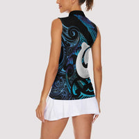 Hei Matau New Zealand Matariki Women Sleeveless Polo Shirt NZ Fish Hook Maori Art