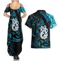 Manaia New Zealand Matariki Couples Matching Summer Maxi Dress and Hawaiian Shirt NZ Paua Shell Maori Art