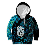 Manaia New Zealand Matariki Kid Hoodie NZ Paua Shell Maori Art LT14 Hoodie Turquoise - Polynesian Pride