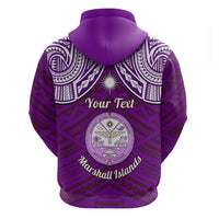Custom Marshall Islands Hoodie Purple Polynesian Tribal Mix Coat of Arms LT14 - Polynesian Pride