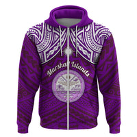 Custom Marshall Islands Hoodie Purple Polynesian Tribal Mix Coat of Arms LT14 Zip Hoodie Purple - Polynesian Pride