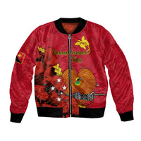 Polynesian Pride Remembrance Day PNG Bomber Jacket Papua New Guinea We Will Remember Them LT14 Unisex Red - Polynesian Pride