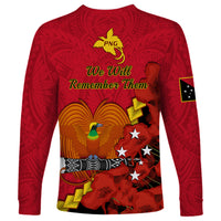 Polynesian Pride Remembrance Day PNG Long Sleeve Shirt Papua New Guinea We Will Remember Them LT14 - Polynesian Pride