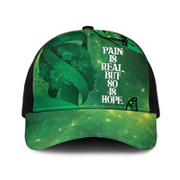 World Mental Health Awareness Month Baseball Net Cap Warriors Brave Strong Galaxy Vibes LT14 One Size Black Green - Polynesian Pride