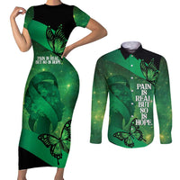 Personalised World Mental Health Awareness Month Couples Matching Short Sleeve Bodycon Dress and Long Sleeve Button Shirt Warriors Brave Strong Galaxy Vibes