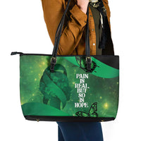 World Mental Health Awareness Month Leather Tote Bag Warriors Brave Strong Galaxy Vibes