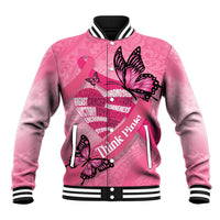 Polynesia Breast Cancer Awareness Month Baseball Jacket Pink Ribbon Mix Butterflies