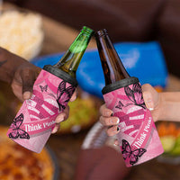 Polynesia Breast Cancer Awareness Month 4 in 1 Can Cooler Tumbler Pink Ribbon Mix Butterflies