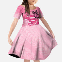 Polynesia Breast Cancer Awareness Month Family Matching Summer Maxi Dress and Hawaiian Shirt Pink Ribbon Mix Butterflies