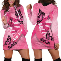 Polynesia Breast Cancer Awareness Month Hoodie Dress Pink Ribbon Mix Butterflies