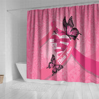 Polynesia Breast Cancer Awareness Month Shower Curtain Pink Ribbon Mix Butterflies