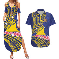 Personalised Tokelau Tokehega Day Couples Matching Summer Maxi Dress and Hawaiian Shirt Tokelauan Tatau Flag Color - Polynesian Pride