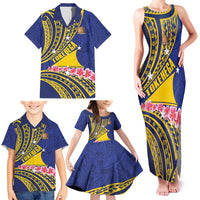 Personalised Tokelau Tokehega Day Family Matching Tank Maxi Dress and Hawaiian Shirt Tokelauan Tatau Flag Color - Polynesian Pride