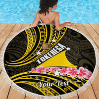 Personalised Tokelau Tokehega Day Beach Blanket Tokelauan Tatau Black Color - Polynesian Pride