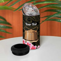 Personalised Tokelau Tokehega Day 4 in 1 Can Cooler Tumbler Tokelauan Tatau Black Color - Polynesian Pride