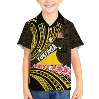 Personalised Tokelau Tokehega Day Family Matching Off Shoulder Maxi Dress and Hawaiian Shirt Tokelauan Tatau Black Color - Polynesian Pride