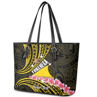 Personalised Tokelau Tokehega Day Leather Tote Bag Tokelauan Tatau Black Color - Polynesian Pride