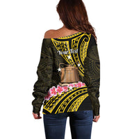 Personalised Tokelau Tokehega Day Off Shoulder Sweater Tokelauan Tatau Black Color - Polynesian Pride