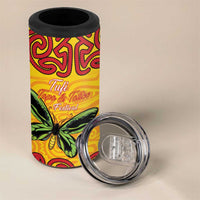 Personalised Tufi Tapa and Tattoo Festival 4 in 1 Can Cooler Tumbler PNG Oro Butterfly Tapa Pattern - Polynesian Pride