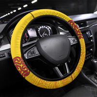 Tufi Tapa and Tattoo Festival Steering Wheel Cover PNG Oro Butterfly Tapa Pattern LT14 Universal Fit Yellow - Polynesian Pride
