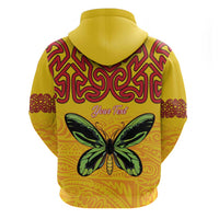 Personalised Tufi Tapa and Tattoo Festival Zip Hoodie PNG Oro Butterfly Tapa Pattern - Polynesian Pride