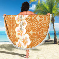 Personalised Tufi Tapa and Tattoo Festival Beach Blanket Oro Tapa Cloth With Plumeria - Polynesian Pride