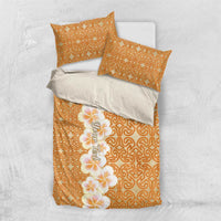 Personalised Tufi Tapa and Tattoo Festival Bedding Set Oro Tapa Cloth With Plumeria - Polynesian Pride