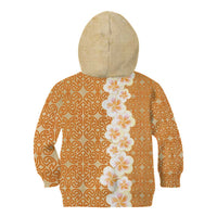 Personalised Tufi Tapa and Tattoo Festival Kid Hoodie Oro Tapa Cloth With Plumeria - Polynesian Pride