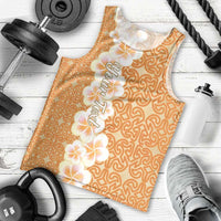 Personalised Tufi Tapa and Tattoo Festival Men Tank Top Oro Tapa Cloth With Plumeria - Polynesian Pride