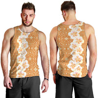 Personalised Tufi Tapa and Tattoo Festival Men Tank Top Oro Tapa Cloth With Plumeria - Polynesian Pride