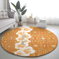 Personalised Tufi Tapa and Tattoo Festival Round Carpet Oro Tapa Cloth With Plumeria - Polynesian Pride