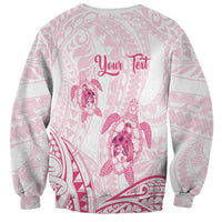 Personalised Polynesia Breast Cancer Awareness Sweatshirt No One Fights Alone Turtle Ribbon - White Version