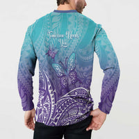 Polynesia Suicide Prevention Month Button Sweatshirt Butterfly Purple And Teal Ribbon Tomorrow Needs You