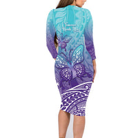 Polynesia Suicide Prevention Month Family Matching Long Sleeve Bodycon Dress and Hawaiian Shirt Butterfly Purple And Teal Ribbon Tomorrow Needs You