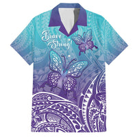 Polynesia Suicide Prevention Month Family Matching Off Shoulder Maxi Dress and Hawaiian Shirt Butterfly Purple And Teal Ribbon Tomorrow Needs You