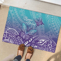 Polynesia Suicide Prevention Month Rubber Doormat Butterfly Purple And Teal Ribbon Tomorrow Needs You