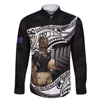 Custom New Zealand Silver Fern Rugby Family Matching Mermaid Dress and Hawaiian Shirt 2024 Aotearoa Maori Mascot Go All Black LT14 Dad's Shirt - Long Sleeve Black - Polynesian Pride