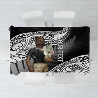 Custom New Zealand Silver Fern Rugby Tablecloth 2024 Aotearoa Maori Mascot Go All Black
