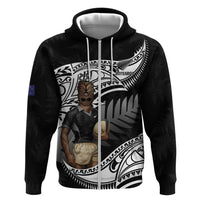Custom New Zealand Silver Fern Rugby Zip Hoodie 2024 Aotearoa Maori Mascot Go All Black LT14 Zip Hoodie Black - Polynesian Pride