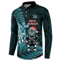 Personalised New Zealand Darts Christmas Button Sweatshirt Maori Fern Merry Dartsmas - Polynesian Pride