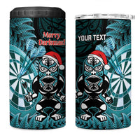 Personalised New Zealand Darts Christmas 4 in 1 Can Cooler Tumbler Maori Fern Merry Dartsmas - Polynesian Pride